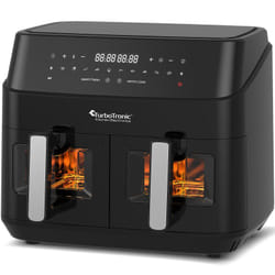 TurboTronic TT-DAF6W Double 9 L Stand-alone 1600 W Hot air fryer Black