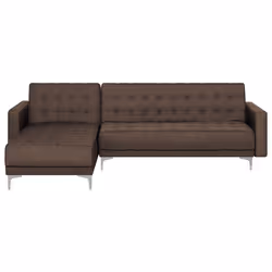 Modular Corner Sofa Bed ABERDEEN Fabric Dark Brown 4 Seater Right Hand