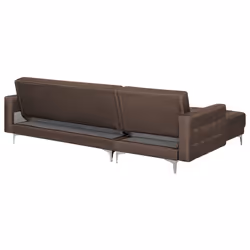 Modular Corner Sofa Bed ABERDEEN Fabric Dark Brown 4 Seater Right Hand