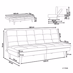 Sofa Bed RONNE Fabric Dark Grey 3 Seater