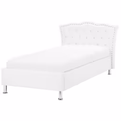 Faux Leather EU Single Size Ottoman Bed White METZ