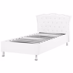 Faux Leather EU Single Size Ottoman Bed White METZ - Additional view 4