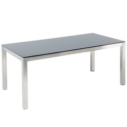 Garden Dining Table GROSSETO 180 cm 90 cm Tempered Glass Black