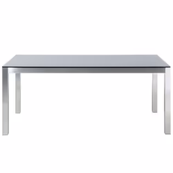 Garden Dining Table GROSSETO 180 cm 90 cm Tempered Glass Black