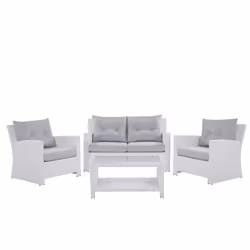 Garden Lounge Set with Table 4 Seater MARINO PE Rattan White