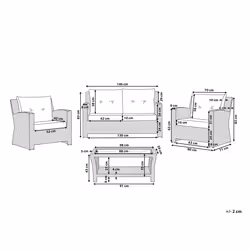 Garden Lounge Set with Table 4 Seater MARINO PE Rattan White