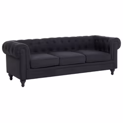 Sofa CHESTERFIELD Fabric Graphite Grey 3 Seater