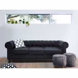 Sofa CHESTERFIELD Fabric Graphite Grey 3 Seater