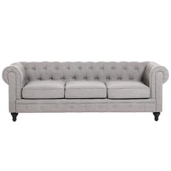 Sofa CHESTERFIELD Fabric Light Grey 3 Seater