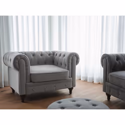 Armchair - Chesterfield - Living Room Chair - Upholstered - CHESTERFIELD - Light Grey