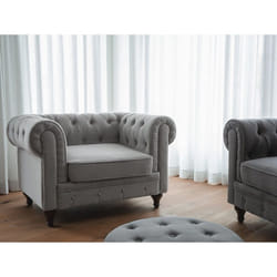 Armchair - Chesterfield - Living Room Chair - Upholstered - CHESTERFIELD - Light Grey