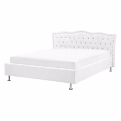 Bed Faux Leather METZ 140 x 200 cm (EU Double) White
