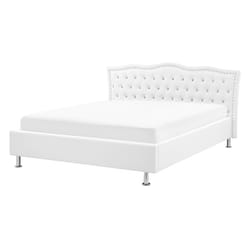 Bed Faux Leather METZ 140 x 200 cm (EU Double) White