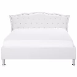 Bed Faux Leather METZ 140 x 200 cm (EU Double) White