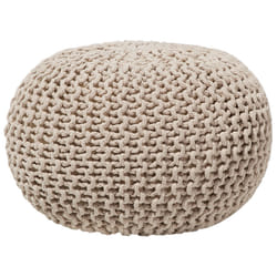 Pouffe CONRAD Cotton Light Beige 50 cm 50 cm 35 cm