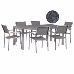 Garden Dining Set 6 Seater GROSSETO Granite Polished Grey