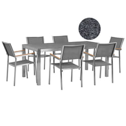 Garden Dining Set 6 Seater GROSSETO Granite Polished Grey