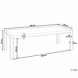 Dining Table ARCTIC Black/ White 220 cm 90 cm