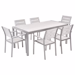 Garden Dining Set 6 Seater VERNIO White