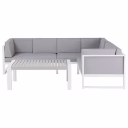 Garden Corner Sofa with Table 6 Seater CASTELLA Left Hand Metal Grey
