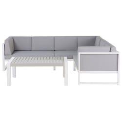 Garden Corner Sofa with Table 6 Seater CASTELLA Left Hand Metal Grey