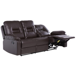 Manual Recliner Sofa BERGEN Faux Leather Brown 3 Seater