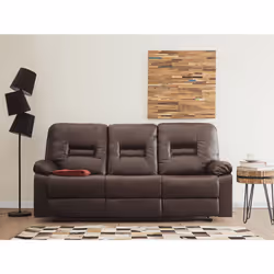 Manual Recliner Sofa BERGEN Faux Leather Brown 3 Seater