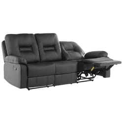 Manual Recliner Sofa BERGEN Faux Leather Black 3 Seater