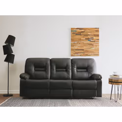 Manual Recliner Sofa BERGEN Faux Leather Black 3 Seater