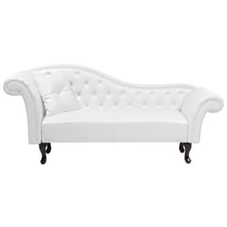 Left Hand Chaise Lounge LATTES Faux Leather White