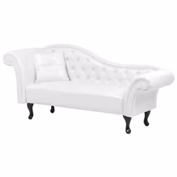 Left Hand Chaise Lounge LATTES Faux Leather White