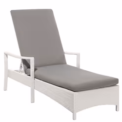 Sun Lounger with Cushion VASTO Reclining PE Rattan White