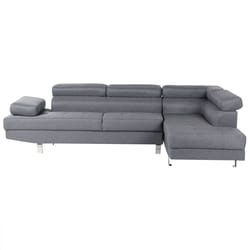 Corner Sofa NORREA Fabric Grey 5 Seater Left Hand