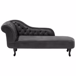 Left Hand Chaise Lounge NIMES Faux Suede Dark Grey