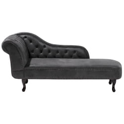 Left Hand Chaise Lounge NIMES Faux Suede Dark Grey