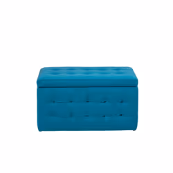 Velvet Fabric Storage Ottoman Sea Blue MICHIGAN