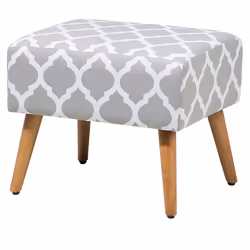 Footstool MANTEO Cotton Light Grey