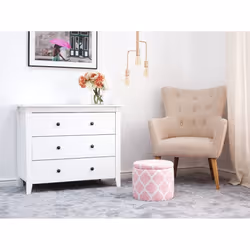 Storage Footstool Pink and White TUNICA