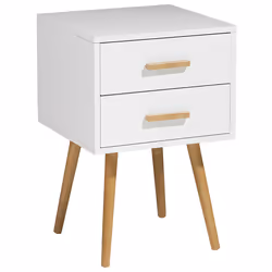 2 Drawer Bedside Table ALABAMA White