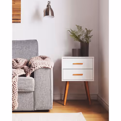 2 Drawer Bedside Table ALABAMA White
