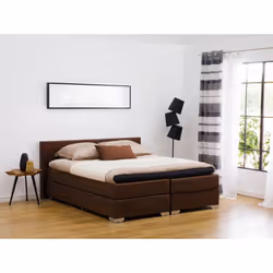 Super King Size Divan Bed Faux Leather Brown PRESIDENT