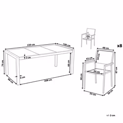 Garden Dining Set 8 Seater GROSSETO Cracked Glass Transparent/ Grey