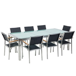 Garden Dining Set 8 Seater GROSSETO Cracked Glass Transparent/ Black