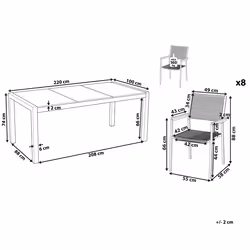 Garden Dining Set 8 Seater GROSSETO Cracked Glass Transparent/ Black