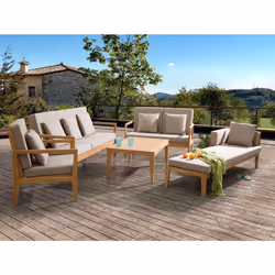 Garden Lounge Set with Table 7 Seater PATAJA Acacia Wood Light Brown