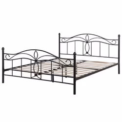 Bed Metal ANTLIA 160 x 200 cm (EU King Size) Black