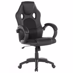 Office Chair Swivel FIGHTER Faux Leather Black