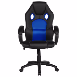 Office Chair Swivel FIGHTER Faux Leather Navy Blue