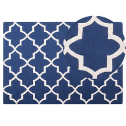 Wool Area Rug 140 x 200 cm Blue SILVAN