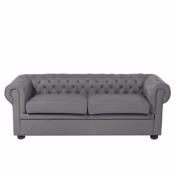 Sofa CHESTERFIELD Leather Grey 3 Seater